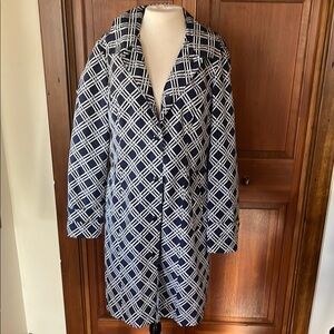 Lands' End Blue and White Classic Trench Coat